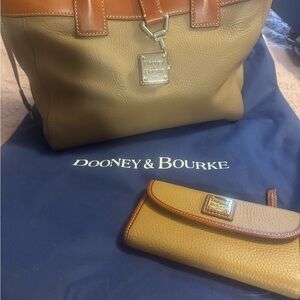 Dooney & Bourke Brown and Tan pebble Leather Tote with Wallet